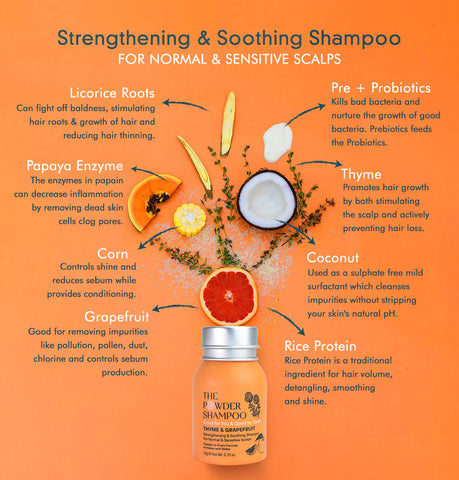 Strengthening & Soothing Foaming Powder Shampoo for Normal & Sensitive Scalp 20g Sustainable, Vegan, Plastic-Free