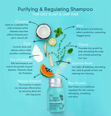 Purifying & Regulating Foaming Powder Shampoo for Oily Scalp & Limp Hair 20g Sustainable, Vegan, Plastic-Free