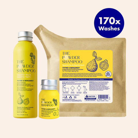 The Powder Shampoo - Starter Kit - Invigorating & Stimulating Powder Shampoo For Thinning Hair