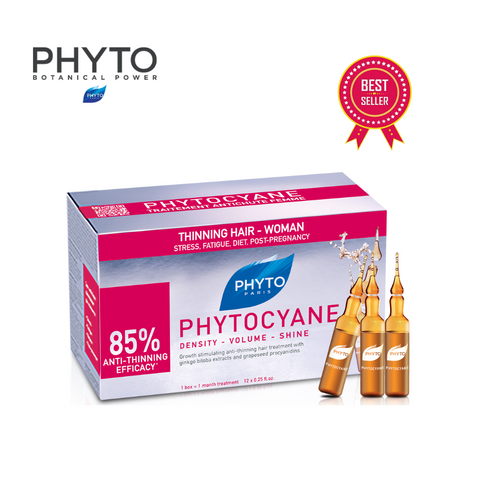 Phytocyane Best-Selling Women's Anti-Thinning Hair Treatment Serum 12x7.5ml for Fuller, Stronger, Shiny Hair